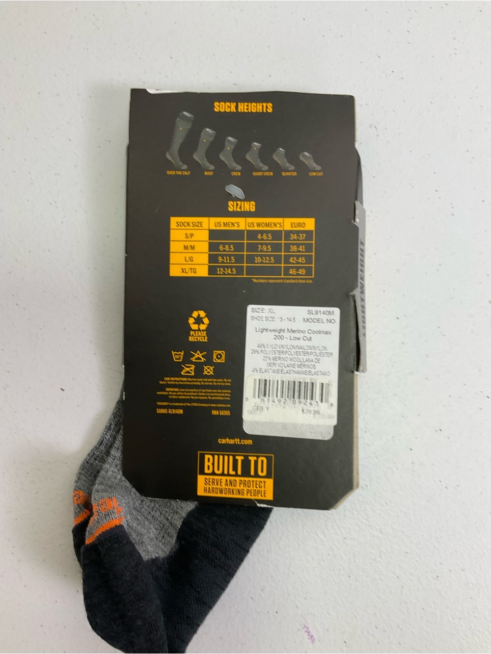 Carhartt Lightweight Merino Coolmax. 200 - Low Cut - Black